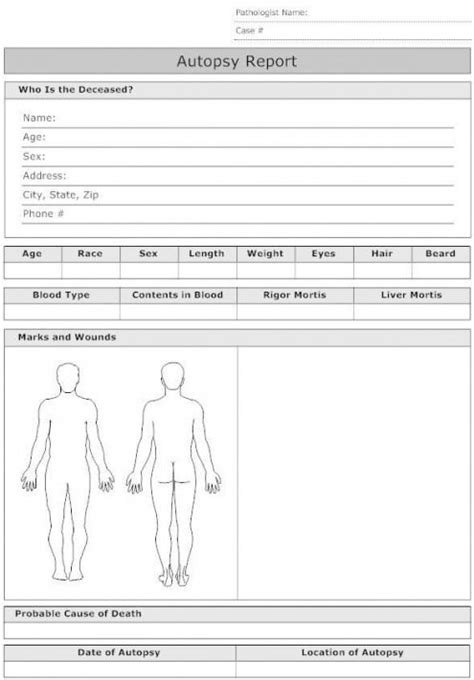 blank autopsy report template